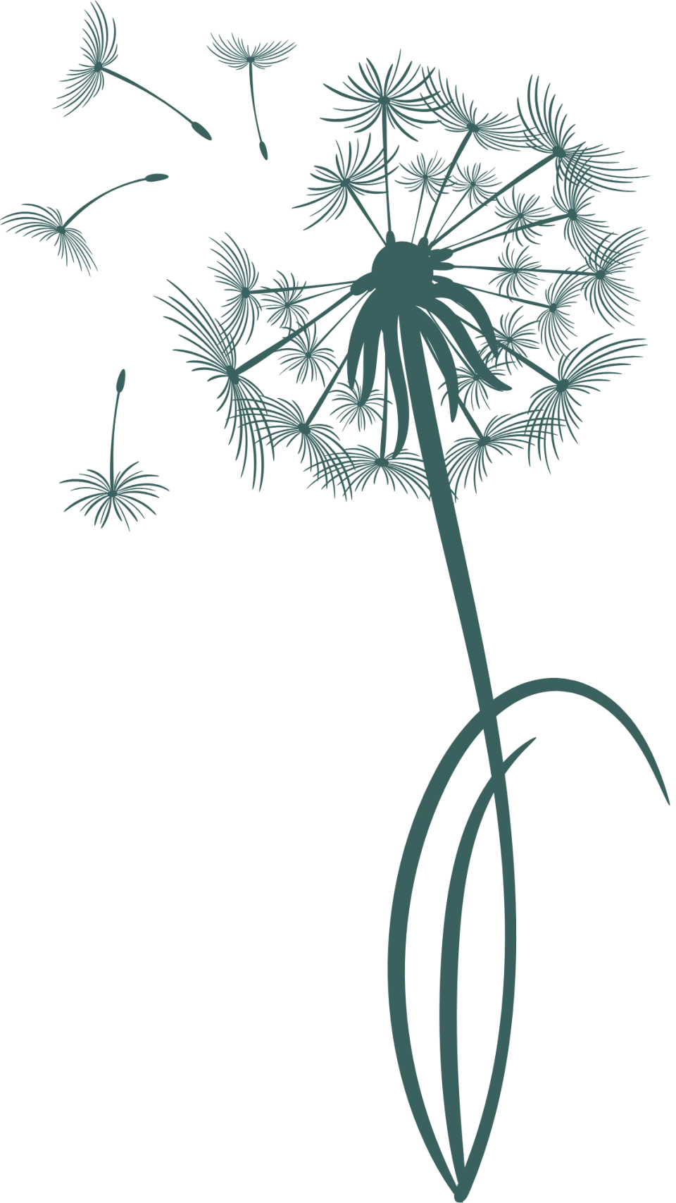 Single dandelion blowing in the wind icon